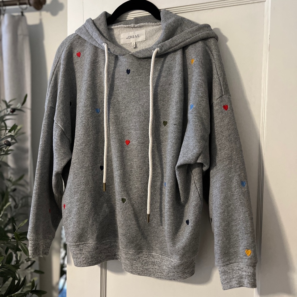 The Great - The Teammate Hoodie with Embroidered Hearts